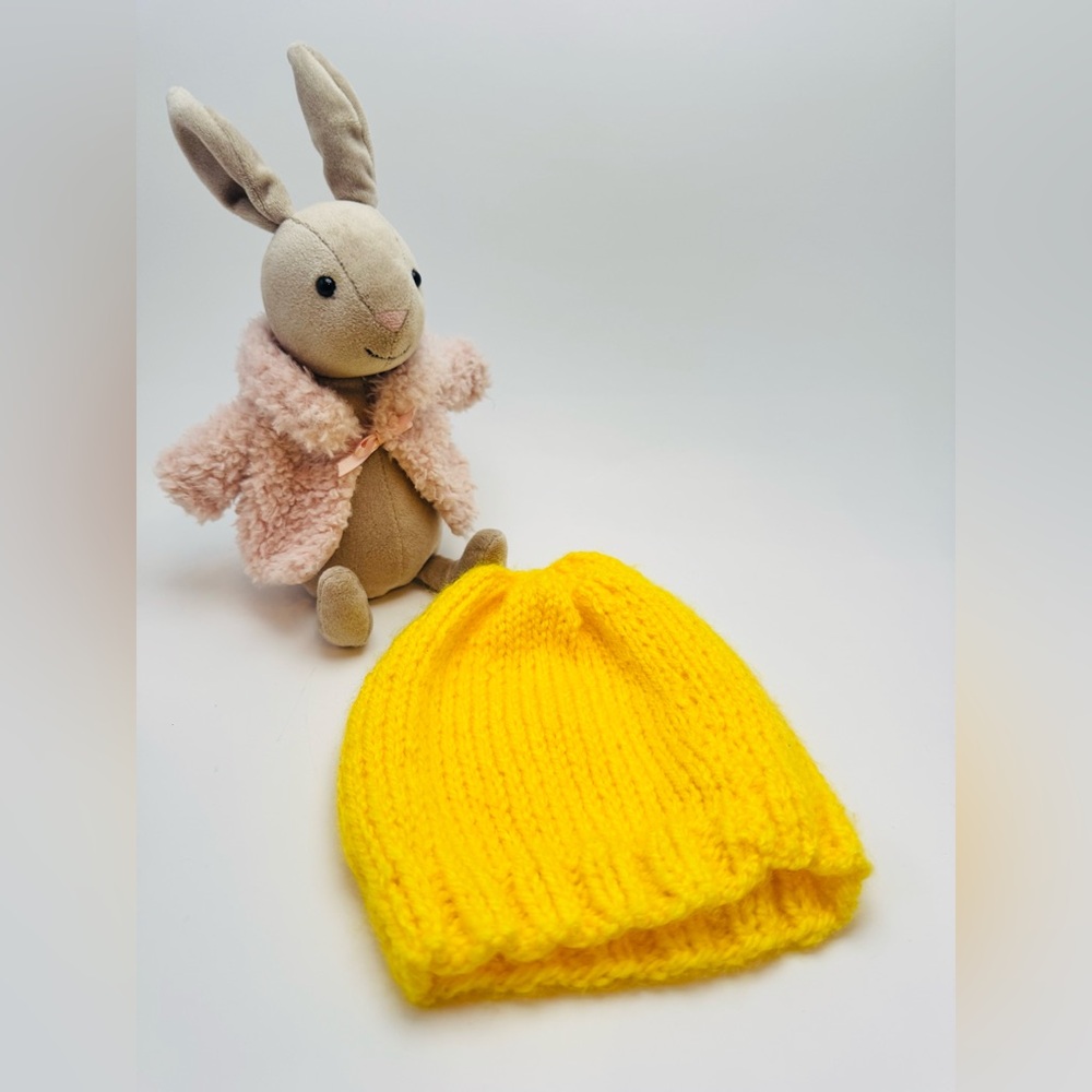 Handmade Yellow Knit Hat - Baby Accessory